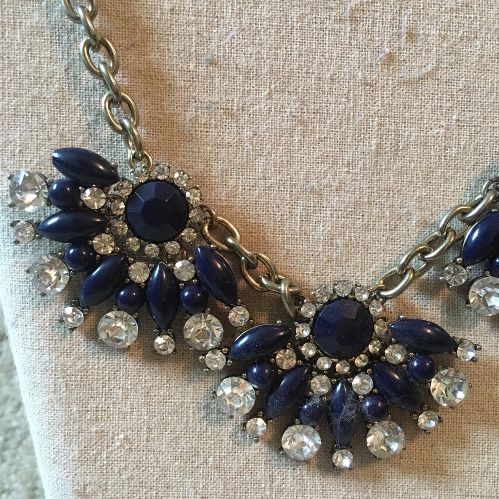 Authentic J. Crew Navy/Crystal Statement Necklace - image 2